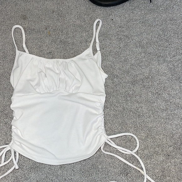 White Ribbed Crop/Tank Top - Picture 2 of 3